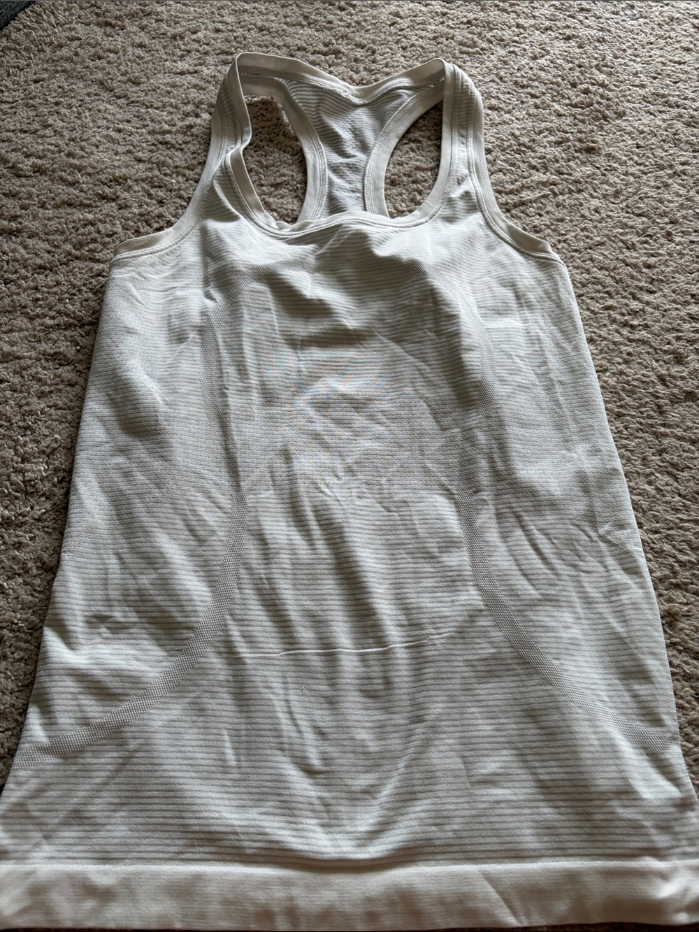 lululemon athletica Cream and White Striped Racerback Tank